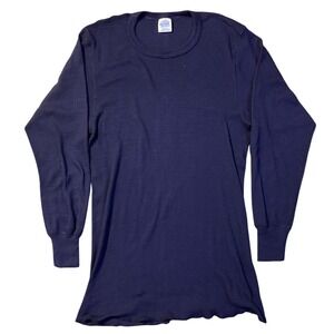 VTG Duofold Ultimate Sports Thermal Shirt Navy Blue XL Made in USA Waffle Knit